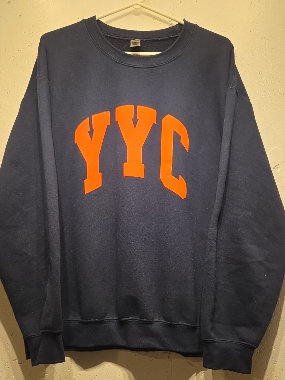 Unisex Navy & Orange Calgary "YYC" Crewneck Sweatshirt (Large)